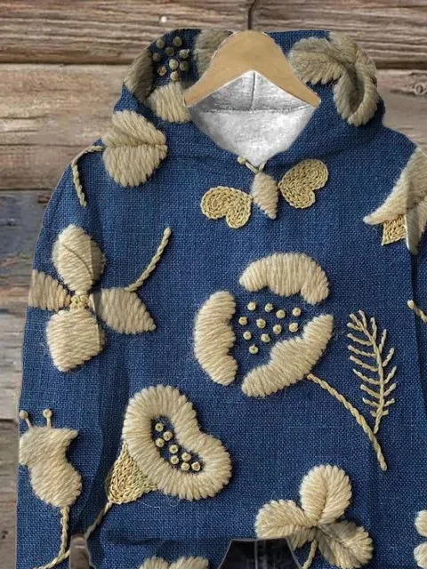 Women Floral Spring/Fall Printing Long Sleeve Casual Daily Hoodie