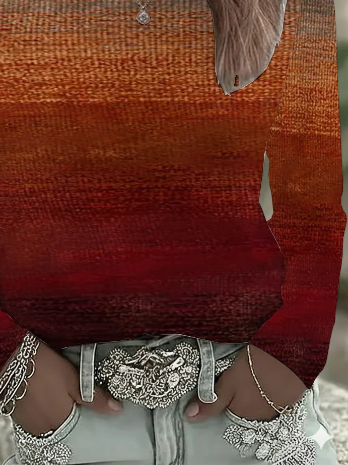 Women Abstract Long Sleeve Tee T-shirt Crew Neck Printing Casual Spring/Fall Graphic Tee Top