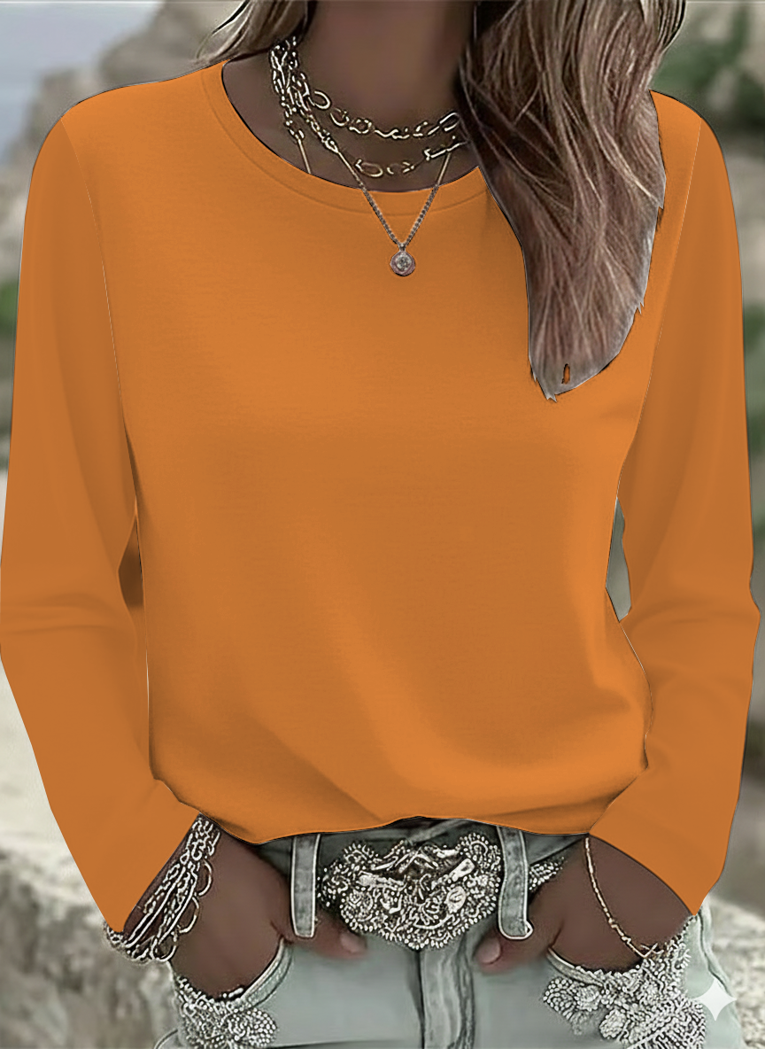 Women Plain Long Sleeve Tee T-shirt Crew Neck Printing Casual Spring/Fall Graphic Tee Top