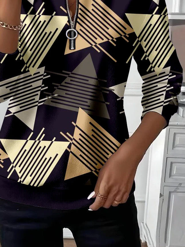 Women Abstract Crew Neck Printing Casual Spring/Fall Long Sleeve Sweatshirt