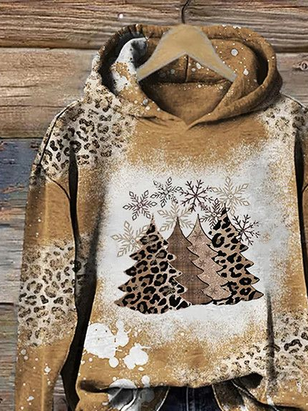 Women Leopard Spring/Fall Printing Long Sleeve Casual Daily Hoodie