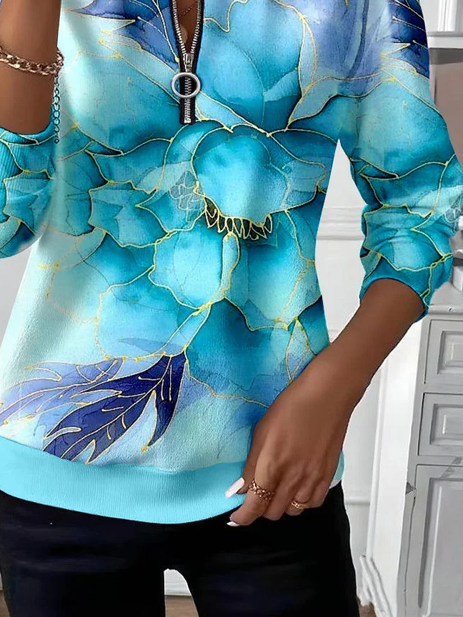 Women Abstract Crew Neck Printing Casual Spring/Fall Long Sleeve Sweatshirt