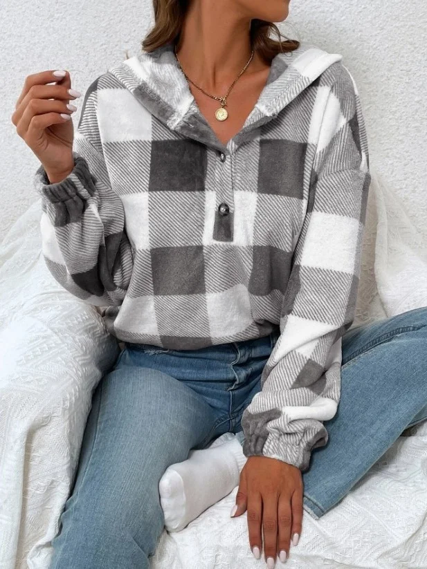 Women Geometric Hoodie Printing Vintage Spring/Fall Long Sleeve Sweatshirt