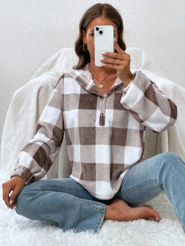 Women Geometric Hoodie Printing Vintage Spring/Fall Long Sleeve Sweatshirt