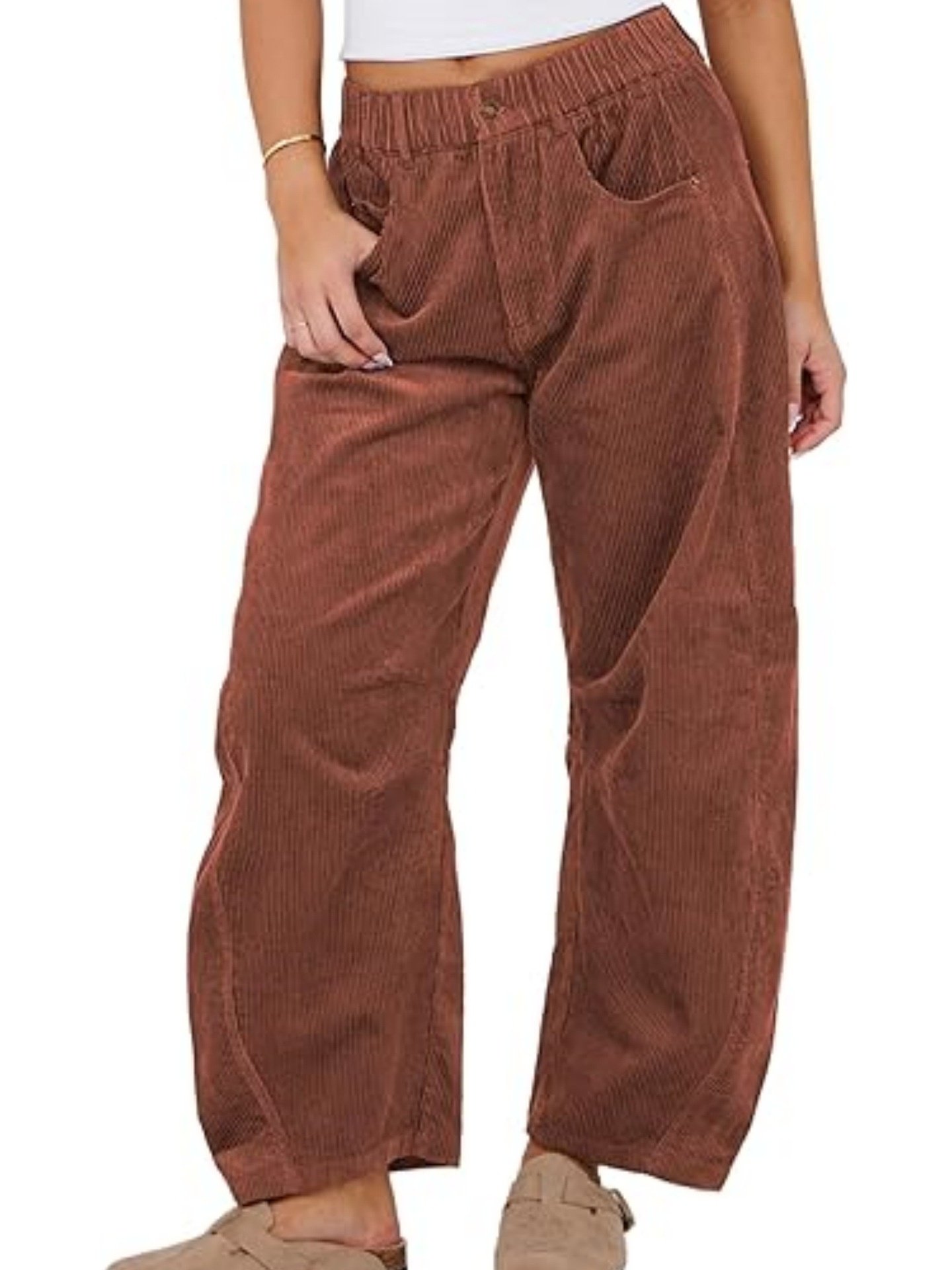 Women Plain Long Elastic Waist Pants Casual Spring/Fall Trousers