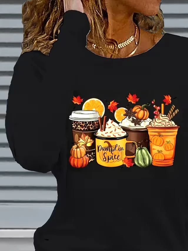Women Halloween (pumpkin) Long Sleeve Tee T-shirt Crew Neck Printing Casual Spring/Fall Graphic Tee Top