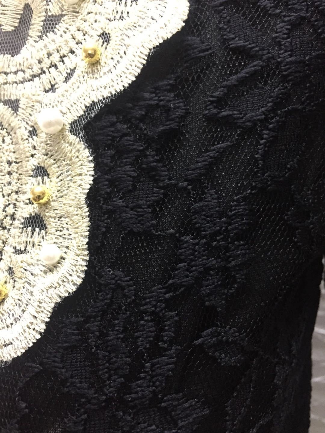 Women Floral Long Sleeve Tee T-shirt Stand Collar Beaded Vintage Spring/Fall Top