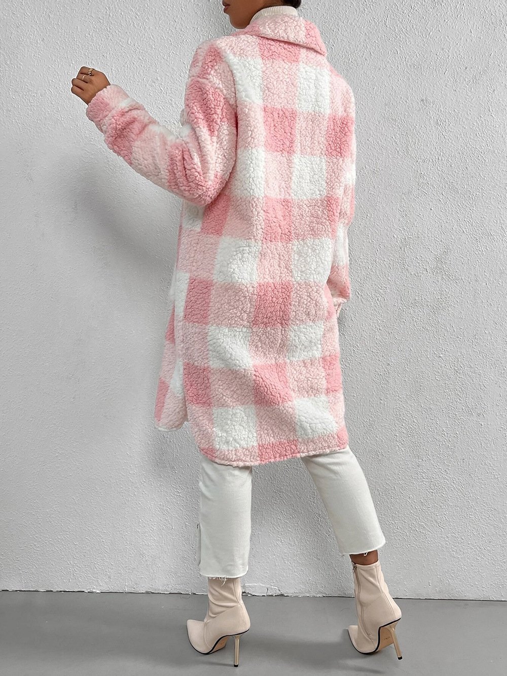 Women's Plaid Winter Outerwear Casual Printing Mid-long Shawl Collar Overcoat