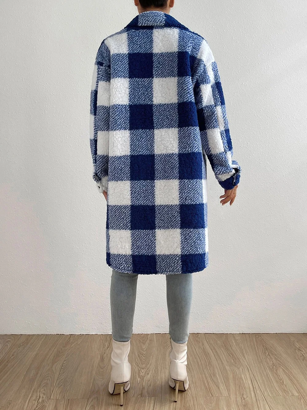 Women's Plaid Winter Outerwear Casual Printing Mid-long Shawl Collar Overcoat