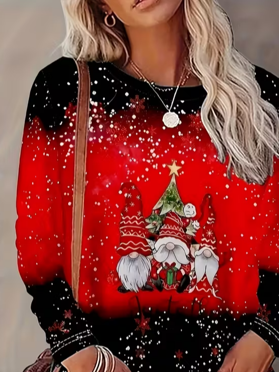 Women Christmas Long Sleeve Tee T-shirt Crew Neck Printing Casual Spring/Fall Graphic Tee Top