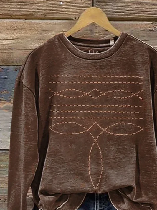Women Abstract Crew Neck Printing Casual Spring/Fall Long Sleeve Sweatshirt