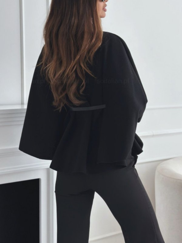 Women's Autumn Outerwear Casual Split Joint Dolman Sleeve Plain Stand Collar Cape Coat