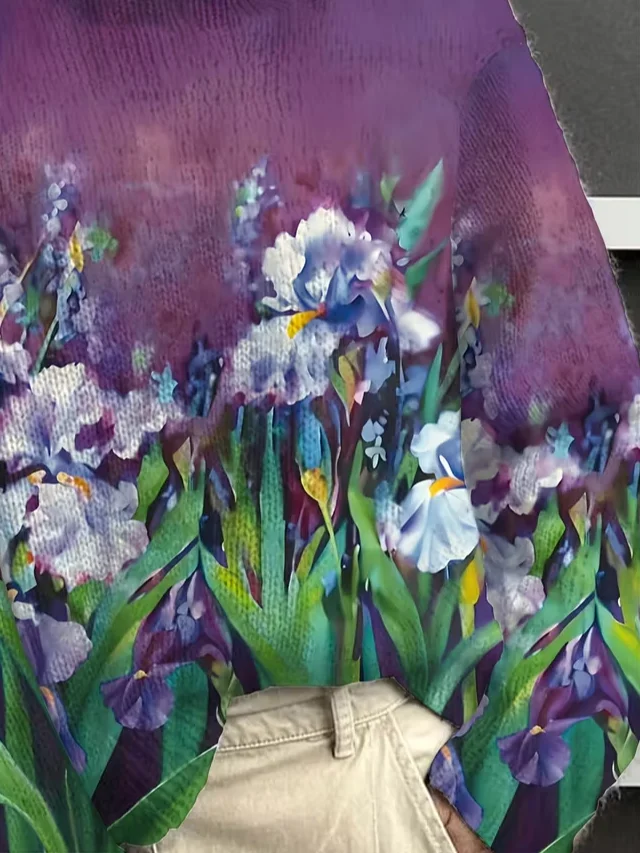 Women Floral Printing Spring/Fall Vintage Long Sleeve Turtleneck Sweater