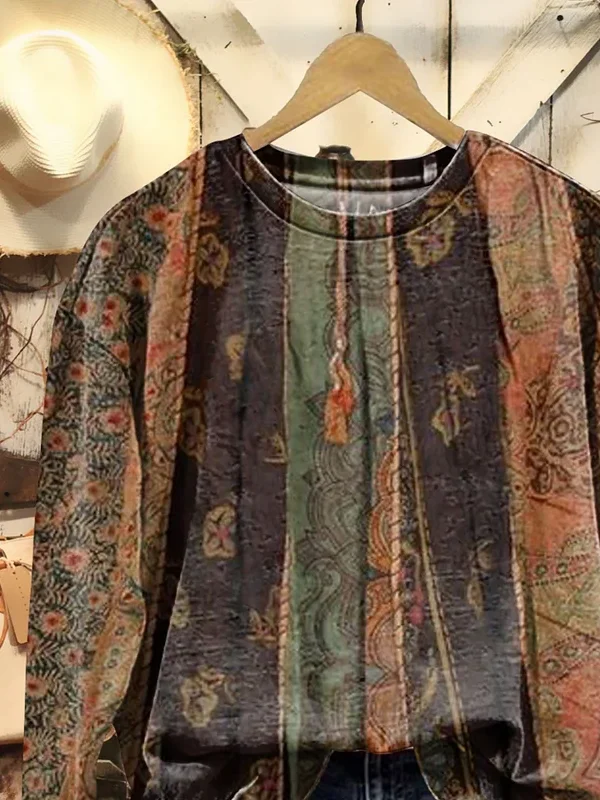 Women Abstract Crew Neck Printing Casual Spring/Fall Long Sleeve Sweatshirt
