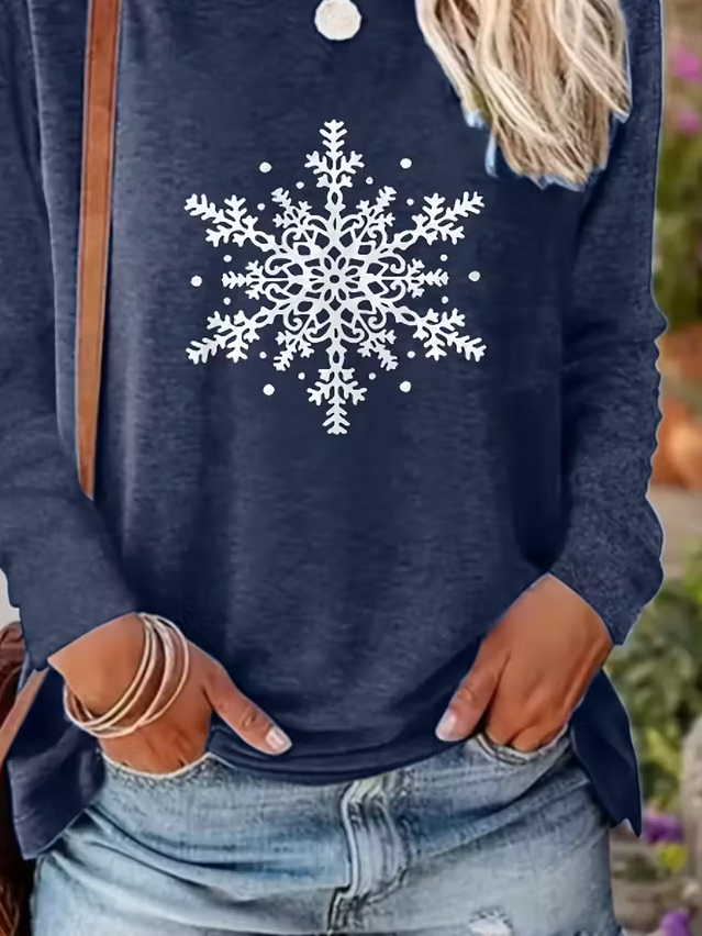 Women Christmas Long Sleeve Tee T-shirt Crew Neck Printing Casual Spring/Fall Graphic Tee Top