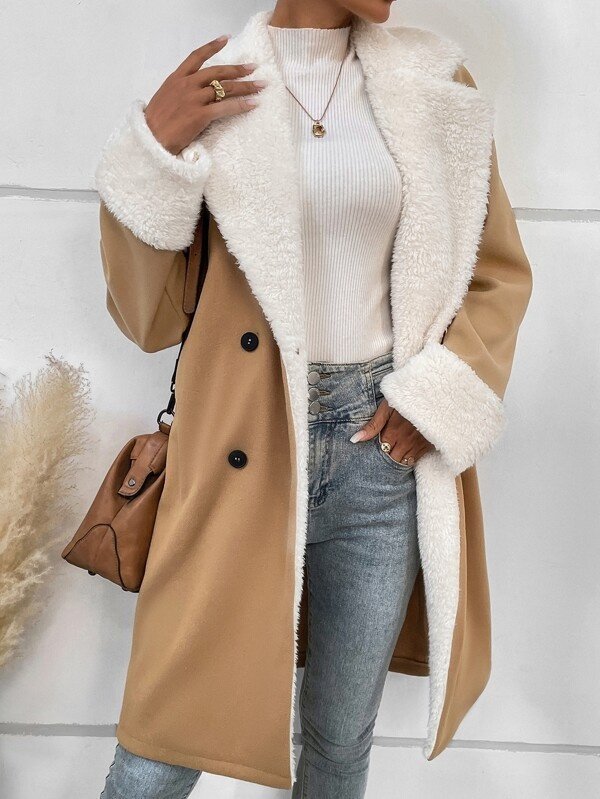 Women's Plain Winter Outerwear Casual Split Joint Mid-long Lapel Collar Overcoat