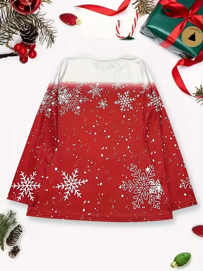 Women Christmas Snowman Long Sleeve Tee T-shirt Crew Neck Printing Casual Spring/Fall Graphic Tee Top