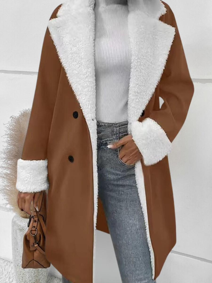 Women's Plain Winter Outerwear Casual Split Joint Mid-long Lapel Collar Overcoat