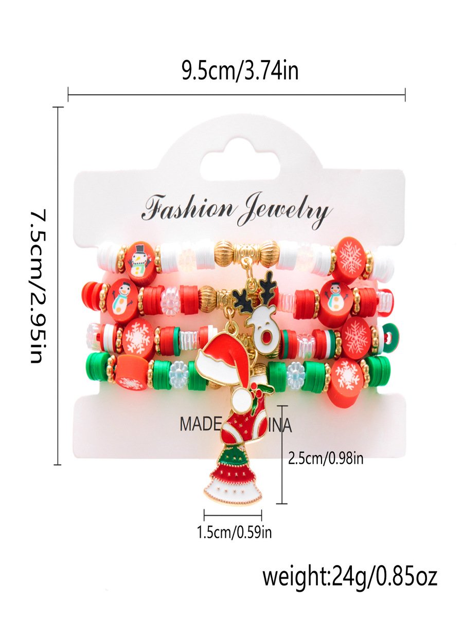 Christmas Polymer Clay Bracelet Christmas Colorful Santa Claus Snowflake Snowman Bracelet Christmas Bracelet Set