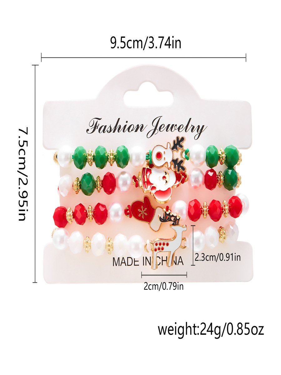 Christmas Polymer Clay Bracelet Christmas Colorful Santa Claus Snowflake Snowman Bracelet Christmas Bracelet Set