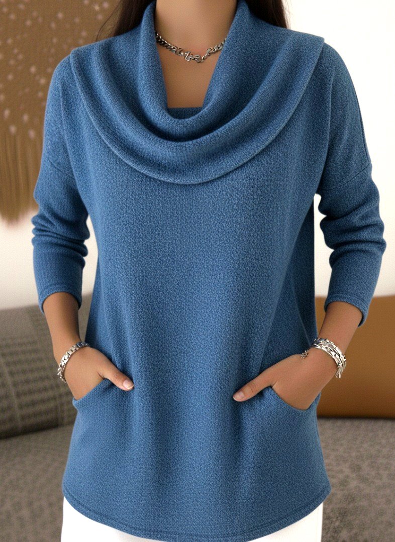 Women Fleece Plain Long Sleeve Tee T-shirt Mock Neck Casual Spring/Fall Top