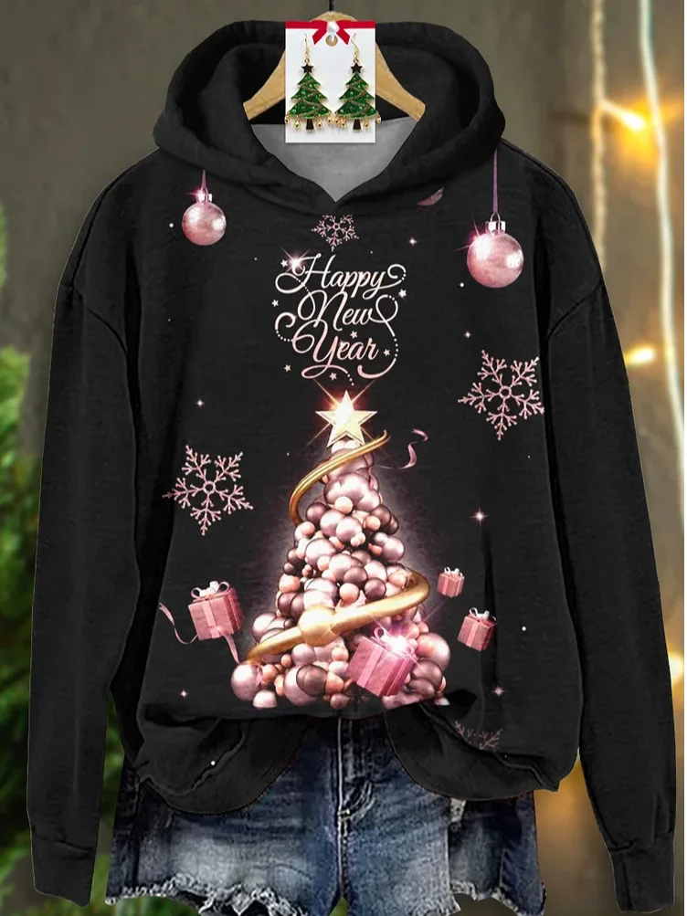 Women Christmas Spring/Fall Printing Long Sleeve Casual Daily Hoodie