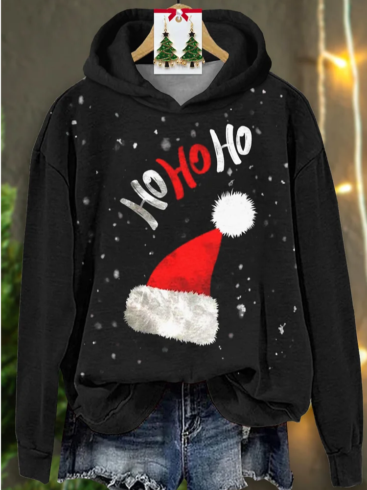 Women Christmas Spring/Fall Printing Long Sleeve Casual Daily Hoodie