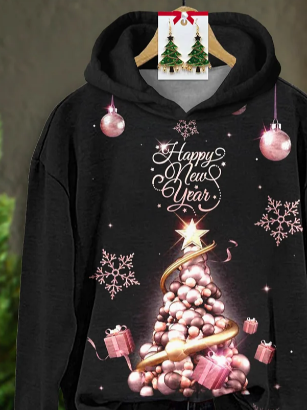 Women Christmas Spring/Fall Printing Long Sleeve Casual Daily Hoodie
