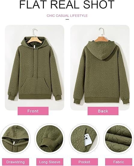 Women Floral Hoodie Jacquard Casual Spring/Fall Long Sleeve Sweatshirt