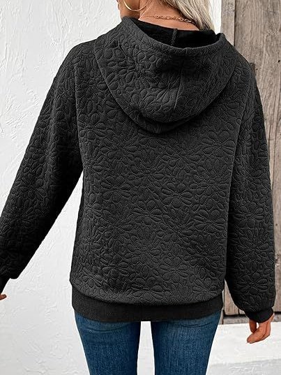 Women Floral Hoodie Jacquard Casual Spring/Fall Long Sleeve Sweatshirt