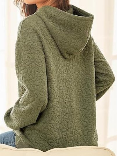 Women Floral Hoodie Jacquard Casual Spring/Fall Long Sleeve Sweatshirt