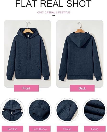 Women Floral Hoodie Jacquard Casual Spring/Fall Long Sleeve Sweatshirt
