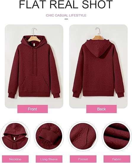 Women Floral Hoodie Jacquard Casual Spring/Fall Long Sleeve Sweatshirt