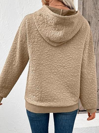 Women Floral Hoodie Jacquard Casual Spring/Fall Long Sleeve Sweatshirt