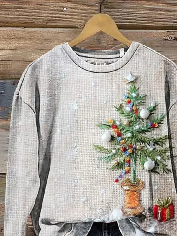 Women Christmas Crew Neck Printing Casual Spring/Fall Long Sleeve Sweatshirt