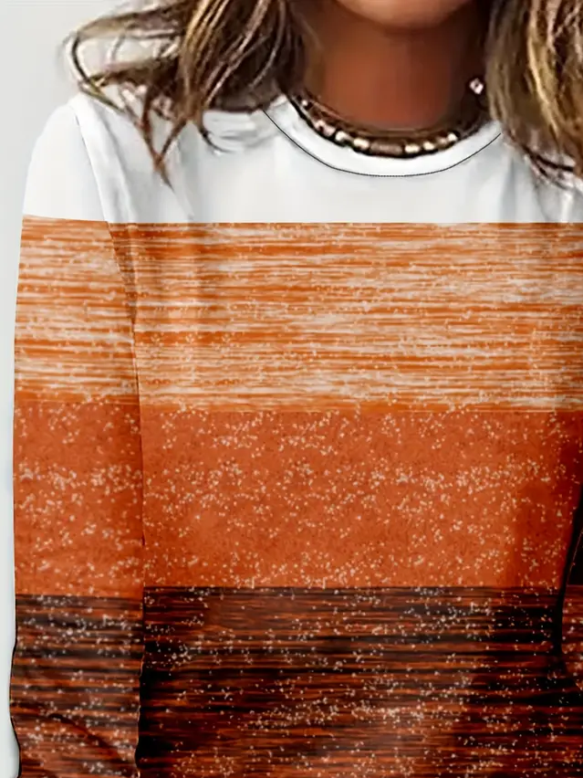Women Abstract Long Sleeve Tee T-shirt Crew Neck Printing Casual Spring/Fall Graphic Tee Top