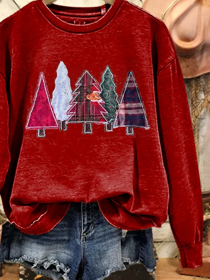 Women Christmas Crew Neck Printing Casual Spring/Fall Long Sleeve Sweatshirt