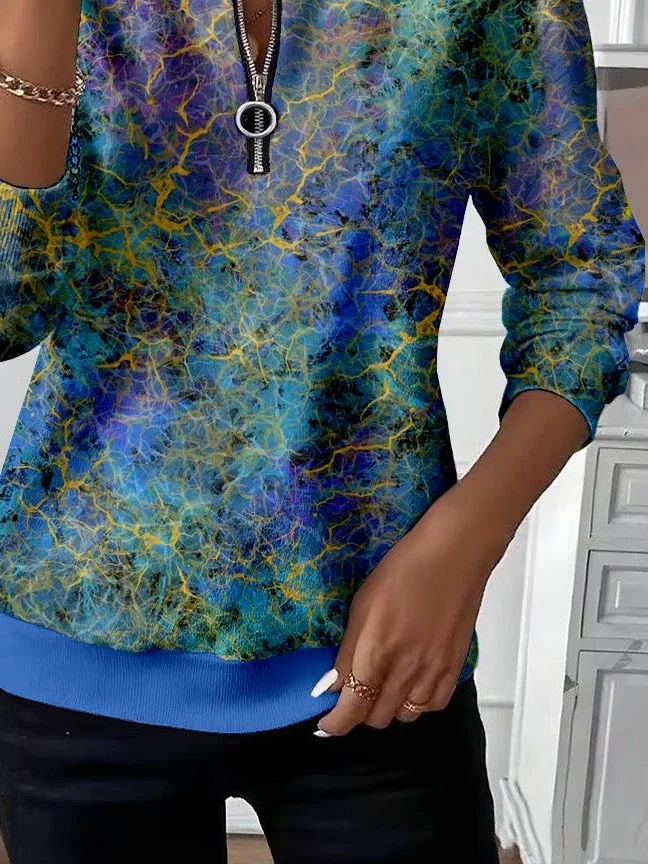 Women Abstract Crew Neck Printing Casual Spring/Fall Long Sleeve Sweatshirt