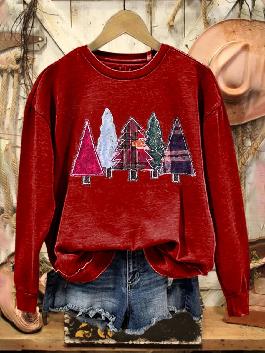Women Christmas Crew Neck Printing Casual Spring/Fall Long Sleeve Sweatshirt