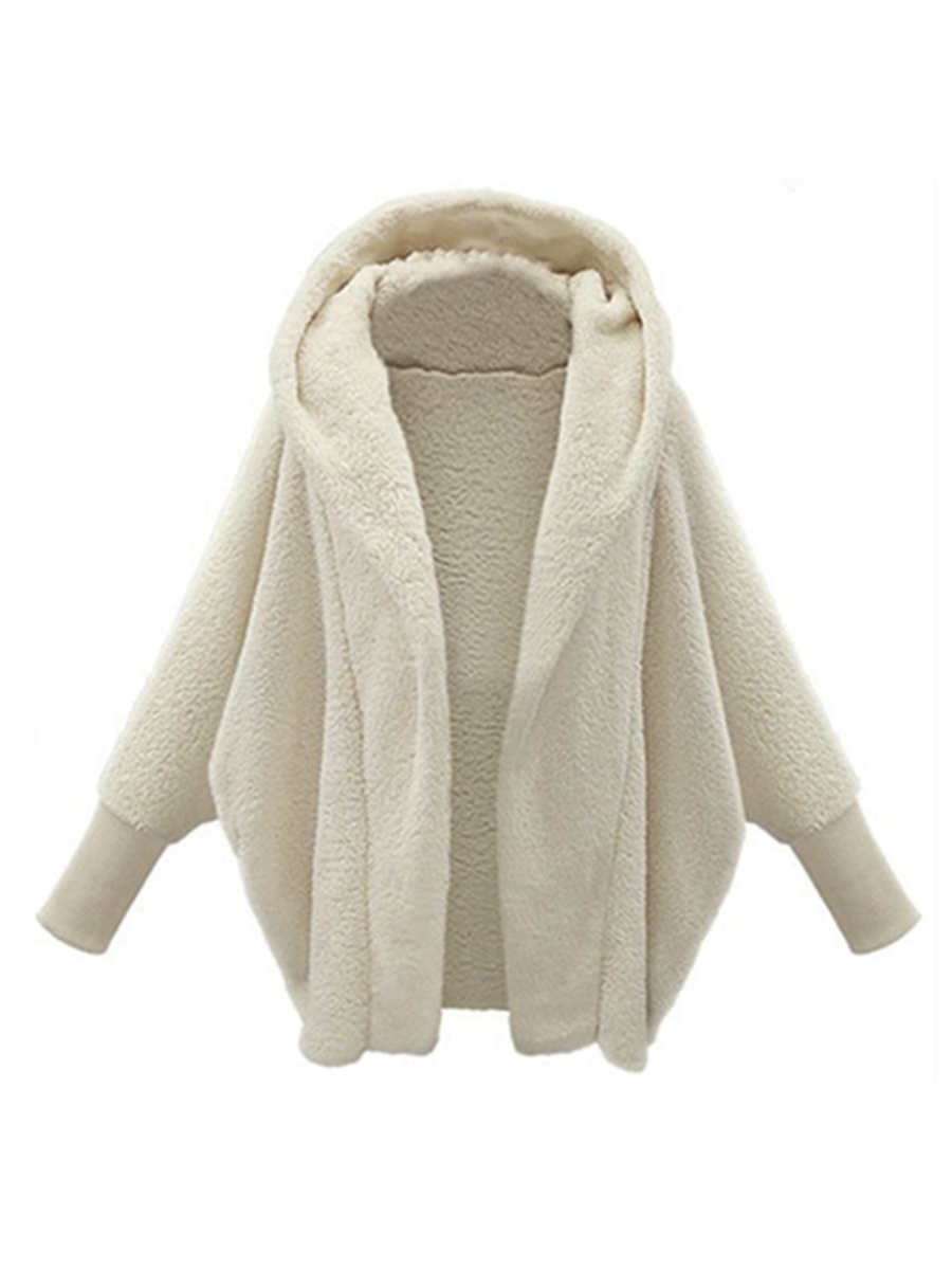 Women's Plain Winter Outerwear Dolman Sleeve Casual Split Joint Mid-long Lapel Collar Overcoat