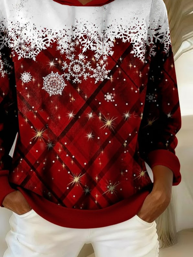 Women Christmas Spring/Fall Printing Long Sleeve Casual Daily Hoodie