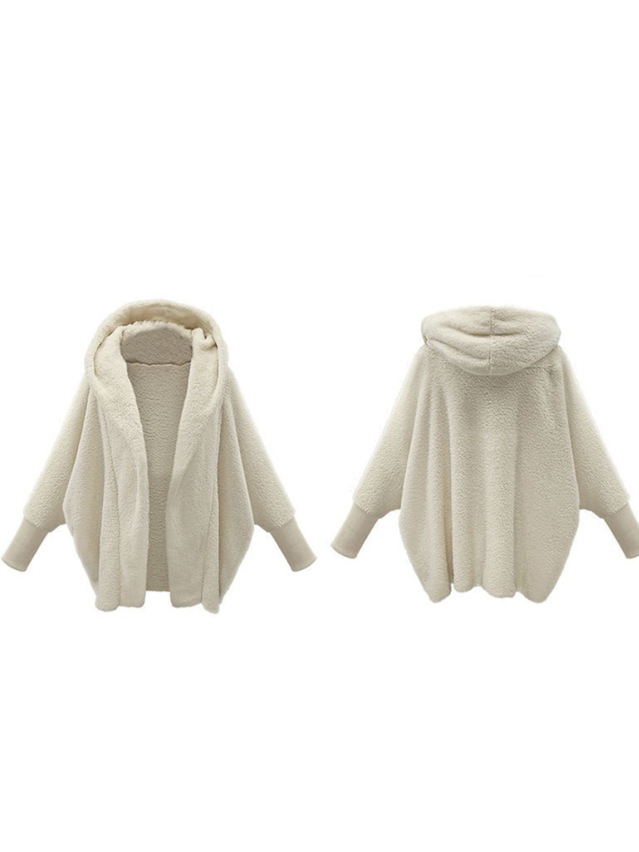 Women's Plain Winter Outerwear Dolman Sleeve Casual Split Joint Mid-long Lapel Collar Overcoat