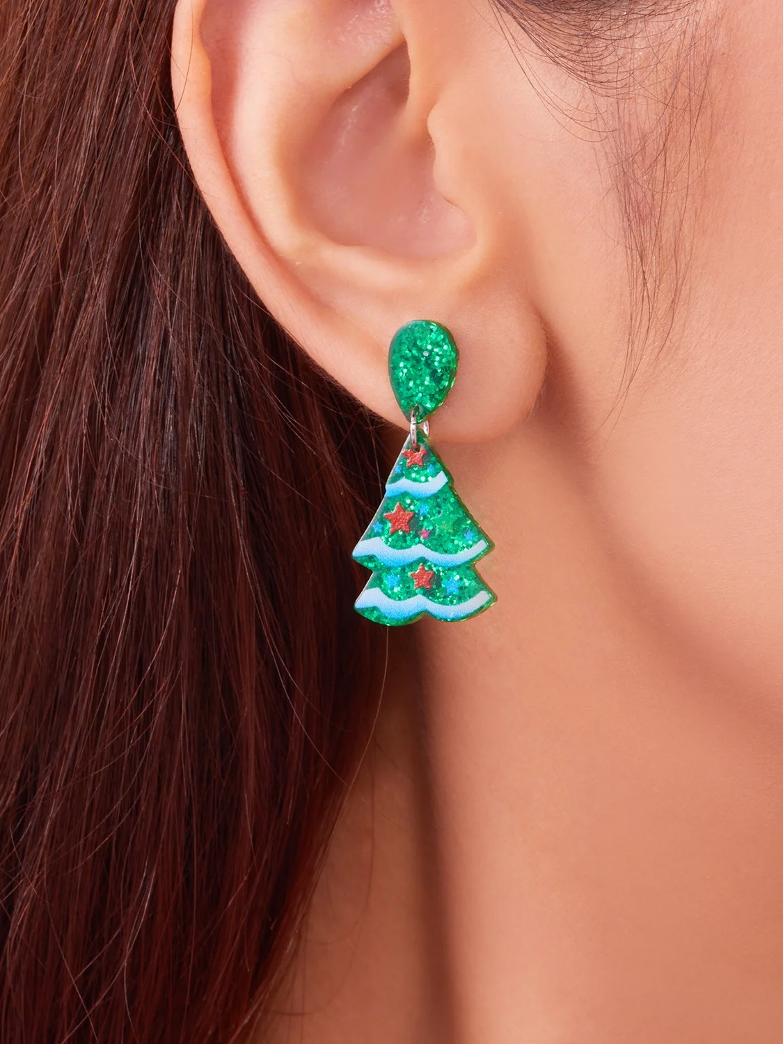 Christmas Earrings Fashion Acrylic Print Christmas Tree Christmas Stockings Gloves Stitching Earrings Christmas Holiday Party Earrings