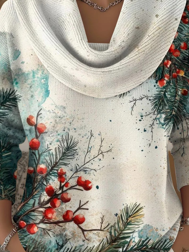 Women Gradient Pattern Winter Vintage Long Sleeve Sweater