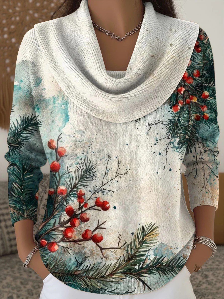 Women Gradient Pattern Winter Vintage Long Sleeve Sweater