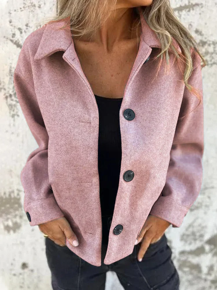 Women Spring/Fall Outerwear Vintage Split Joint Plain Long Sleeve Shawl Collar Jacket