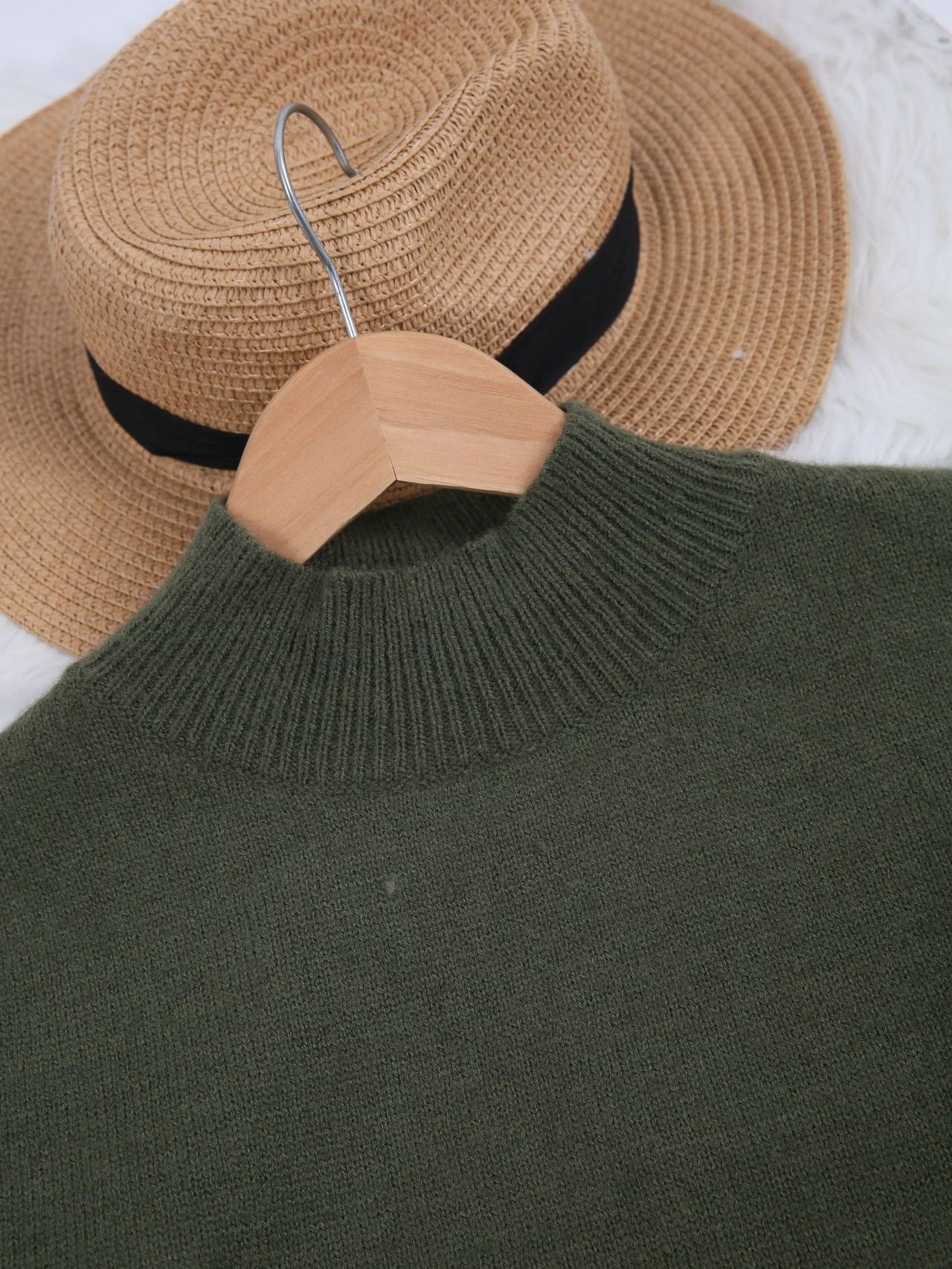 Women Plain Split Joint Winter Street Long Sleeve Mock Neck Sweater