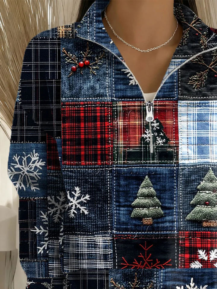 Women Christmas Shawl Collar Printing Casual Spring/Fall Long Sleeve Sweatshirt