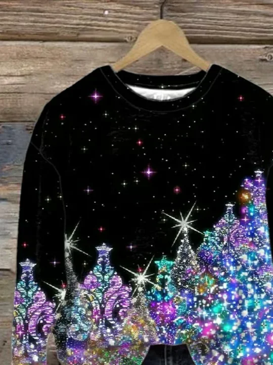 Women Christmas Crew Neck Printing Casual Spring/Fall Long Sleeve Sweatshirt