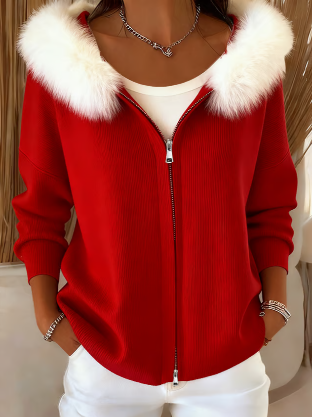 Women's Winter Outerwear Casual Christmas Long Sleeve Hoodie Fleece Coat